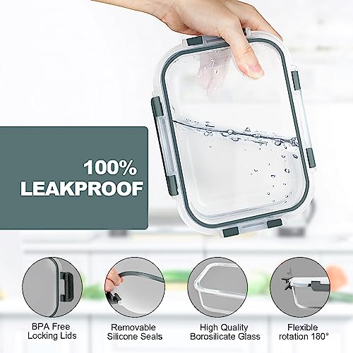 10 Pack Glass Meal Prep Containers with Lids G768