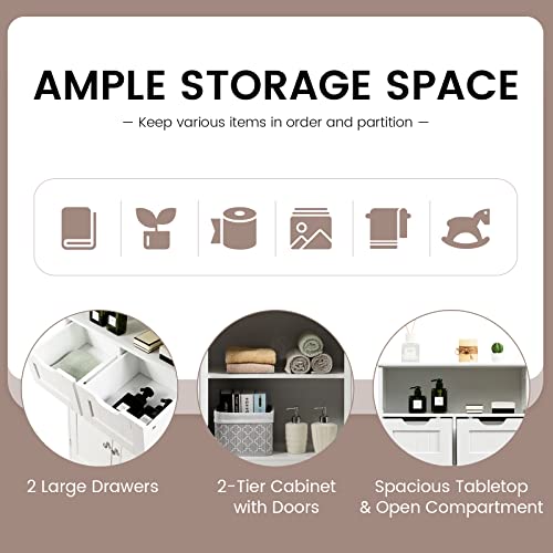 Black Bathroom Floor Cabinet with 2 Removable Drawers, 2 Doors & Adjustable Shelf J9998