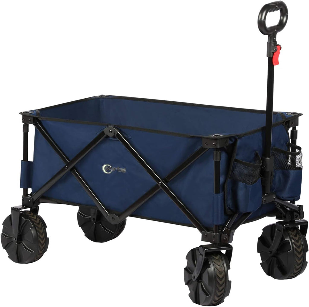 Collapsible Folding Utility Wagon Cart with 8 inches Wheels Blue I7887