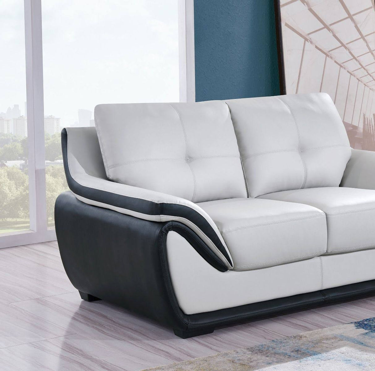 Light Gray/Black Loveseat Z185