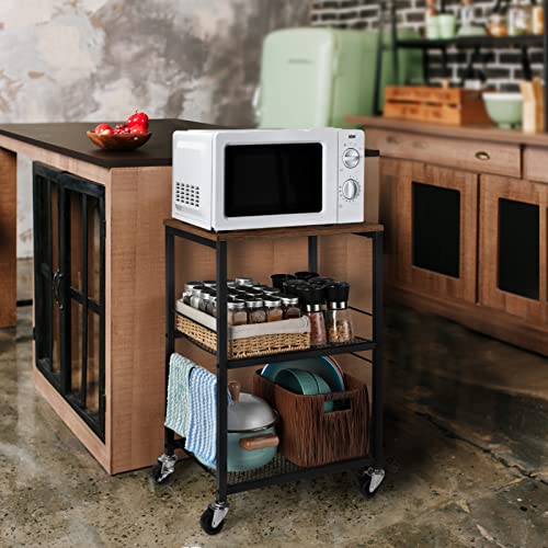 3 Tier Brown Rolling Utility Cart with Storage Z72909