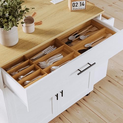 Black Rolling Kitchen Island with Storage and Drop Leaf B988