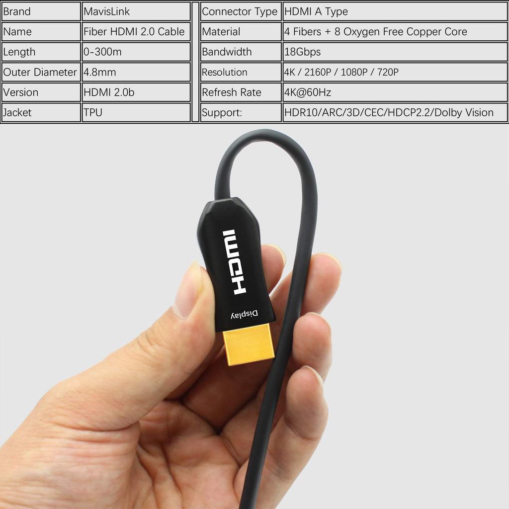 Fiber Optic 100ft 4K 60Hz HDMI Cable P855
