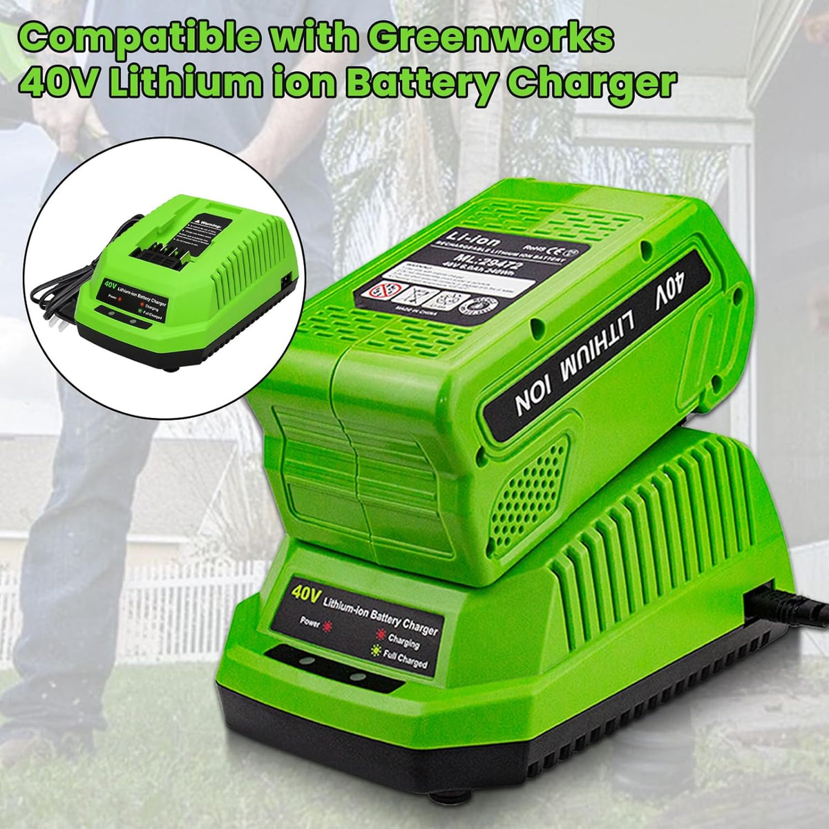 2-Pack 40 Volt 6.0Ah Lithium ion Battery and Charger X54834