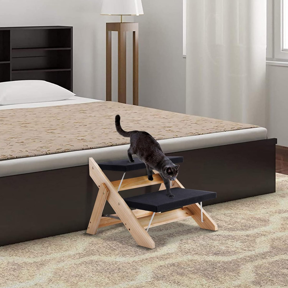 2 in 1 Foldable Wooden Non Slip Pet Stairs T500