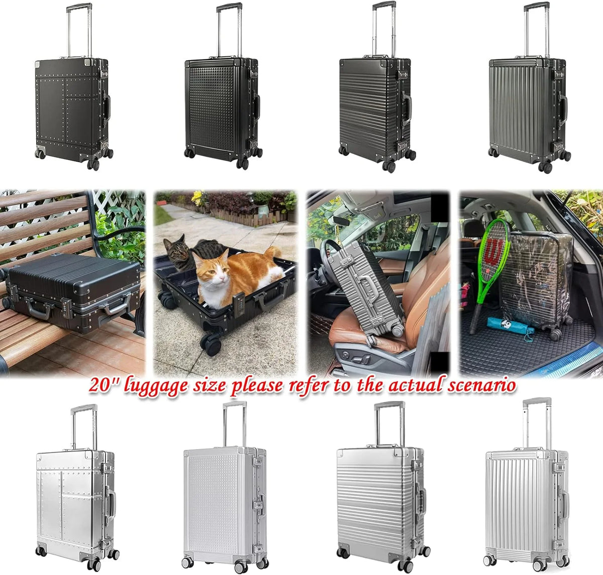 All Aluminum Carry On Luggage Hard Shell Suitcase 20 In. Y75786