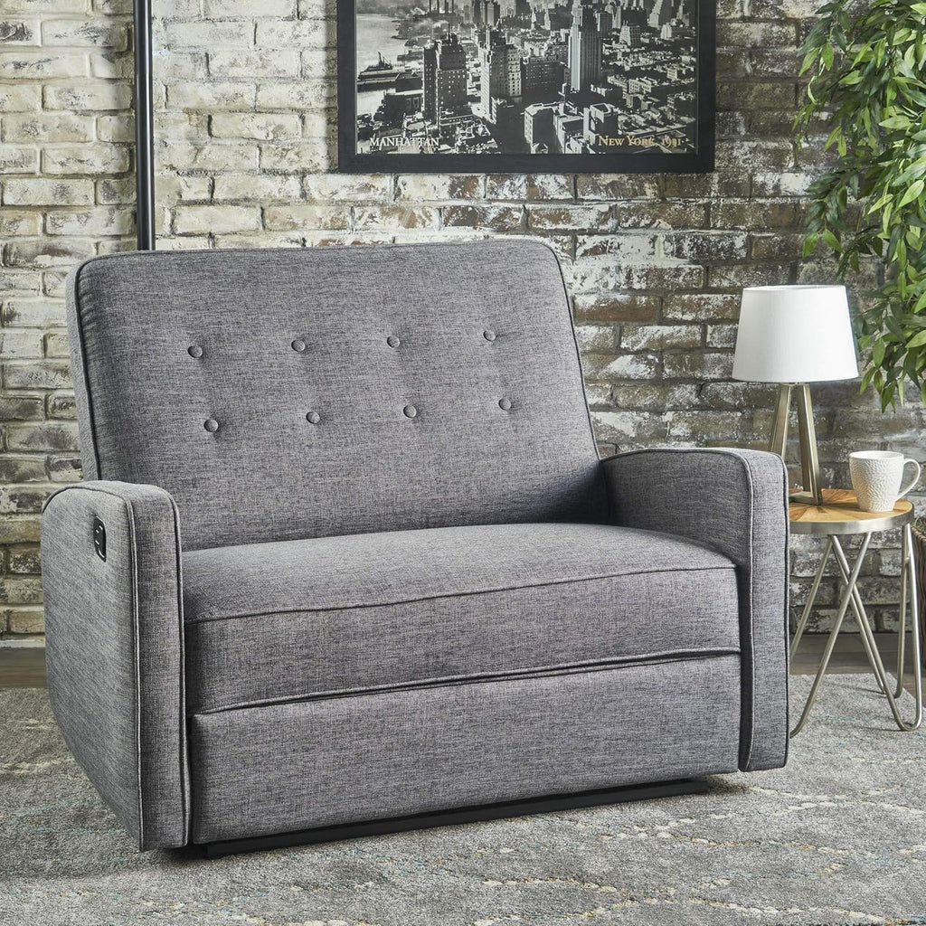 Grey Black Fabric Reclining Loveseat B4920
