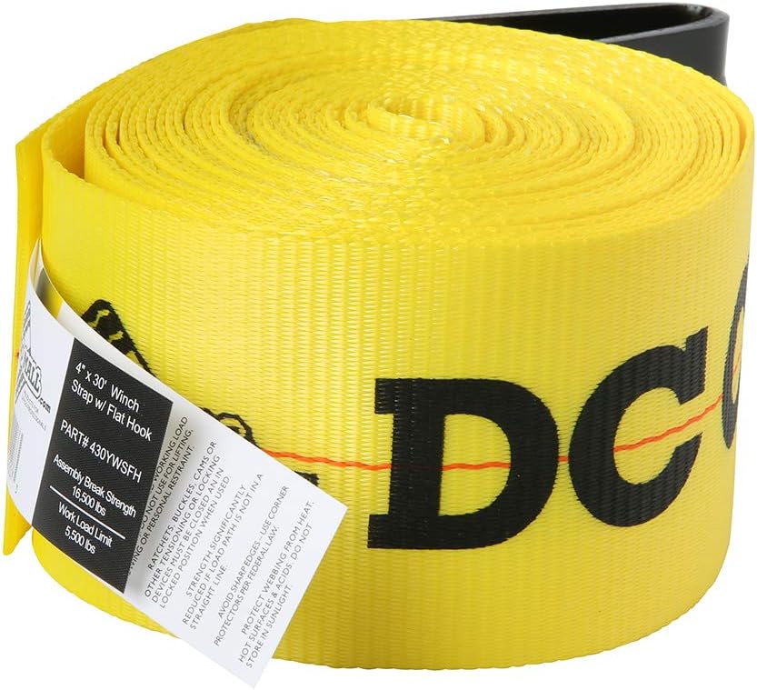 2 Winch Straps, 4 x30' Flatbed Trailer Tie-Downs with Flat Hooks T86608