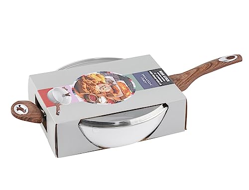 11" Deep Frypan 5 Qt Wok Non-Stick Ceramic Coating Aluminum Body Navy C8627