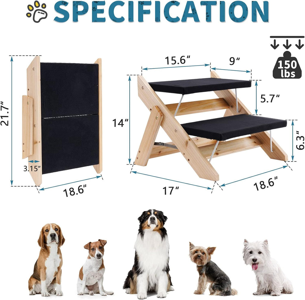 2 in 1 Foldable Wooden Non Slip Pet Stairs T500