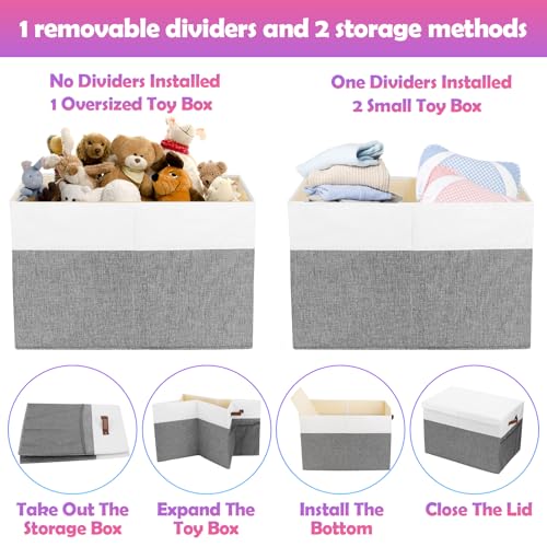 Extra Large Collapsible Toy Storage Box with Lid and Divider C231123