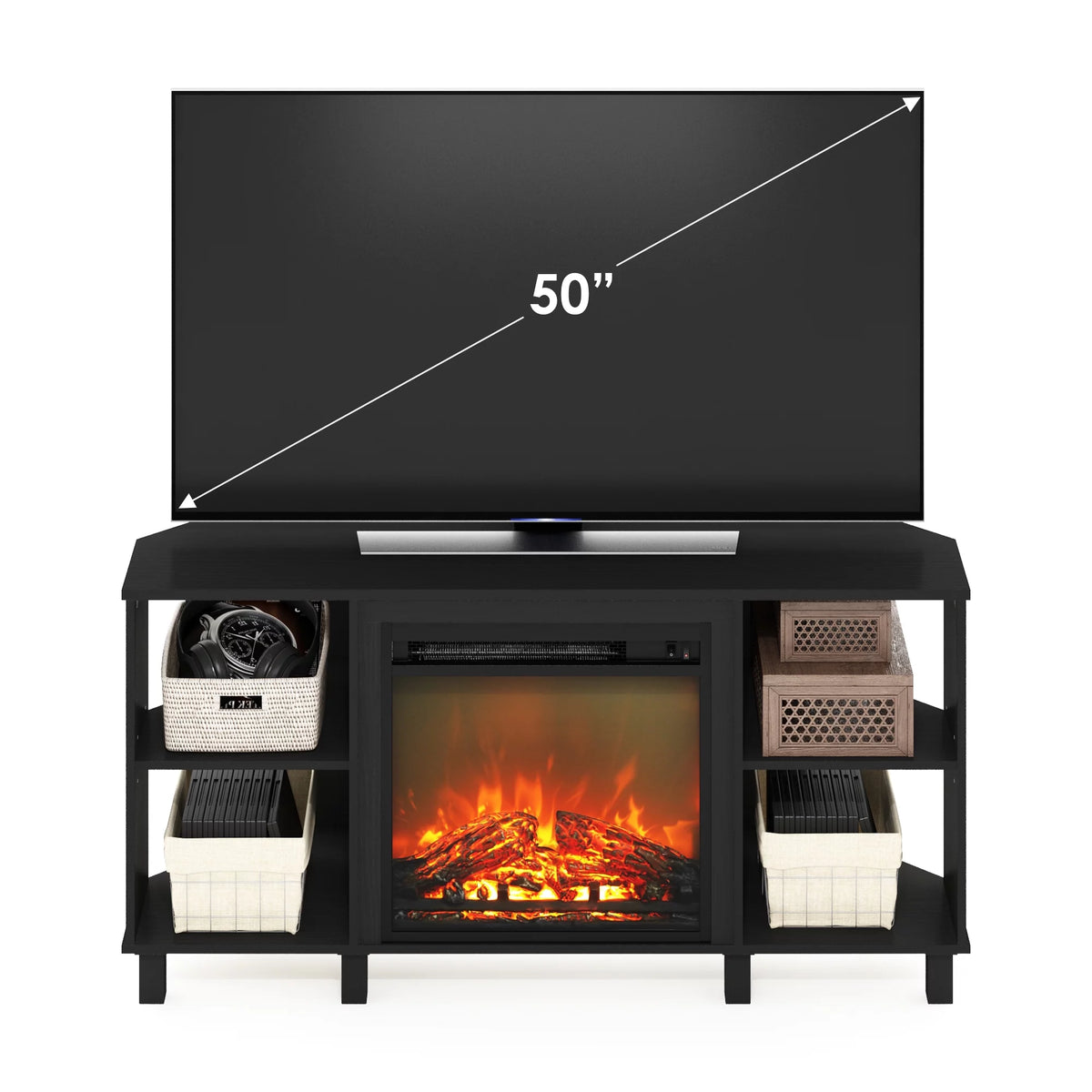 Corner Fireplace TV Stand with Metal Leg for TV up to 55 Inches K62712
