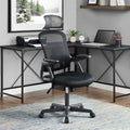 Black Fabric Ergonomic Office Chair with Adjustable Headrest Q531840