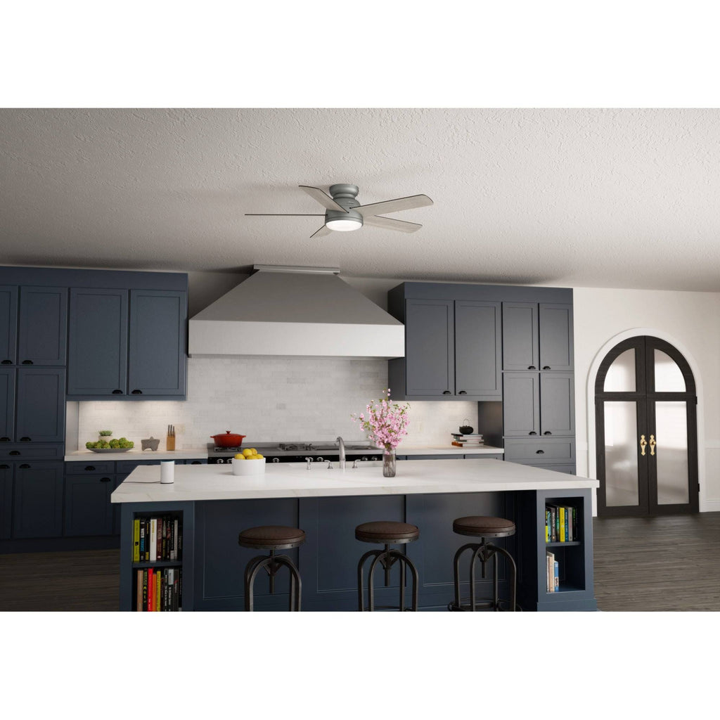 54 in. Matte Silver WiFi Ceiling Fan with LED Light and Remote Y768