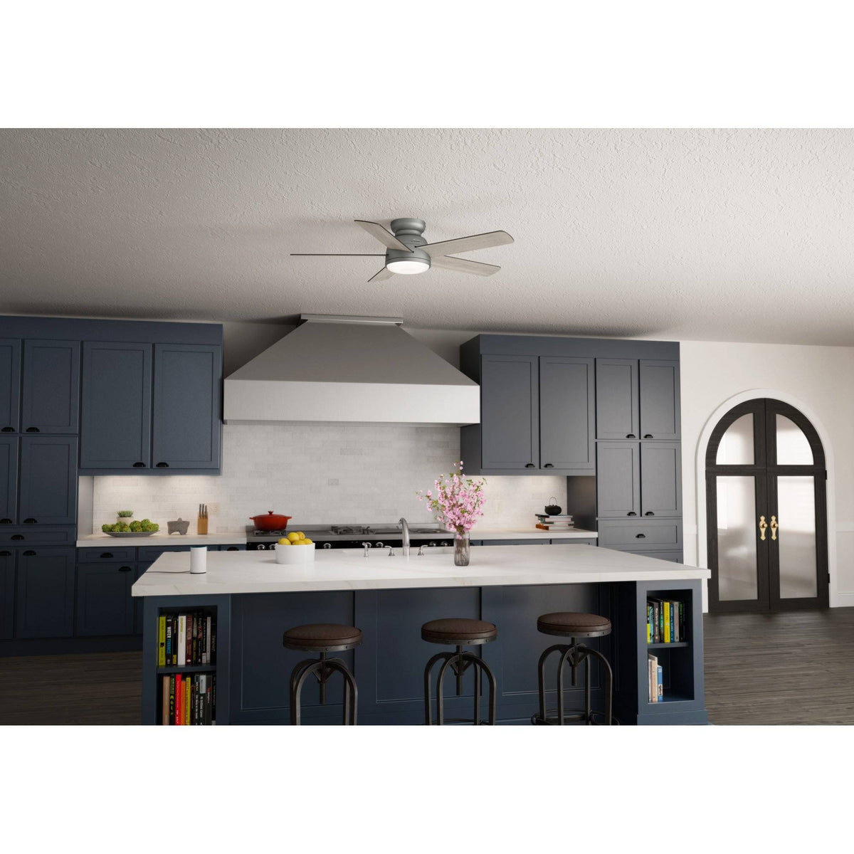 54 in. Matte Silver WiFi Ceiling Fan with LED Light and Remote Y768