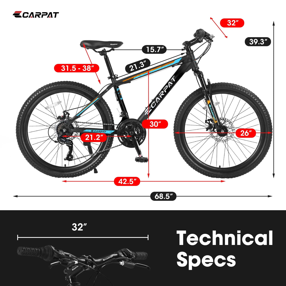 26 inch Mountain Bike with 21 Speed & Disc Brakes R89977