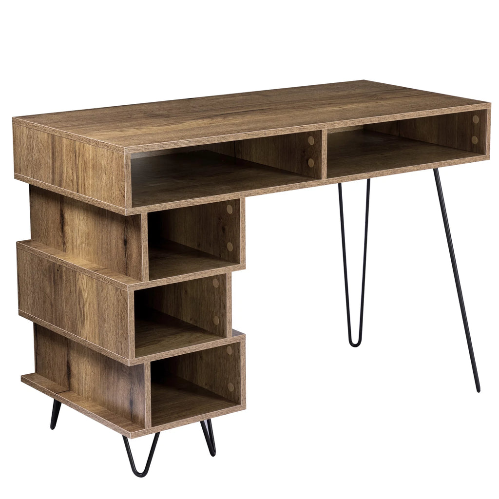 Brown Writing Study Desk with Lattice and V-Shaped Iron Leg R529