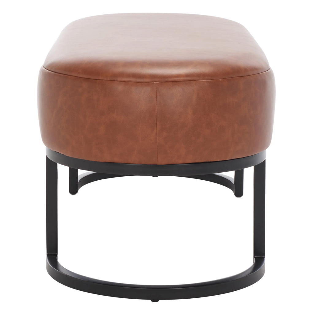 Cognac Leather Oval Bench S480