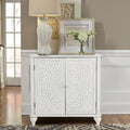 White Buffet & Sideboard Storage Cabinet with 2 Doors, Hollow Carved White B88000