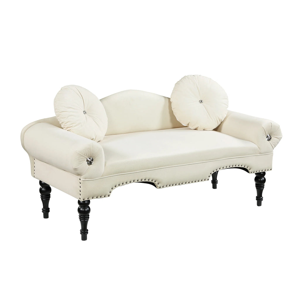 Velvet Loveseat Sofa with Nail Head Trimming and Tufted Design P91792