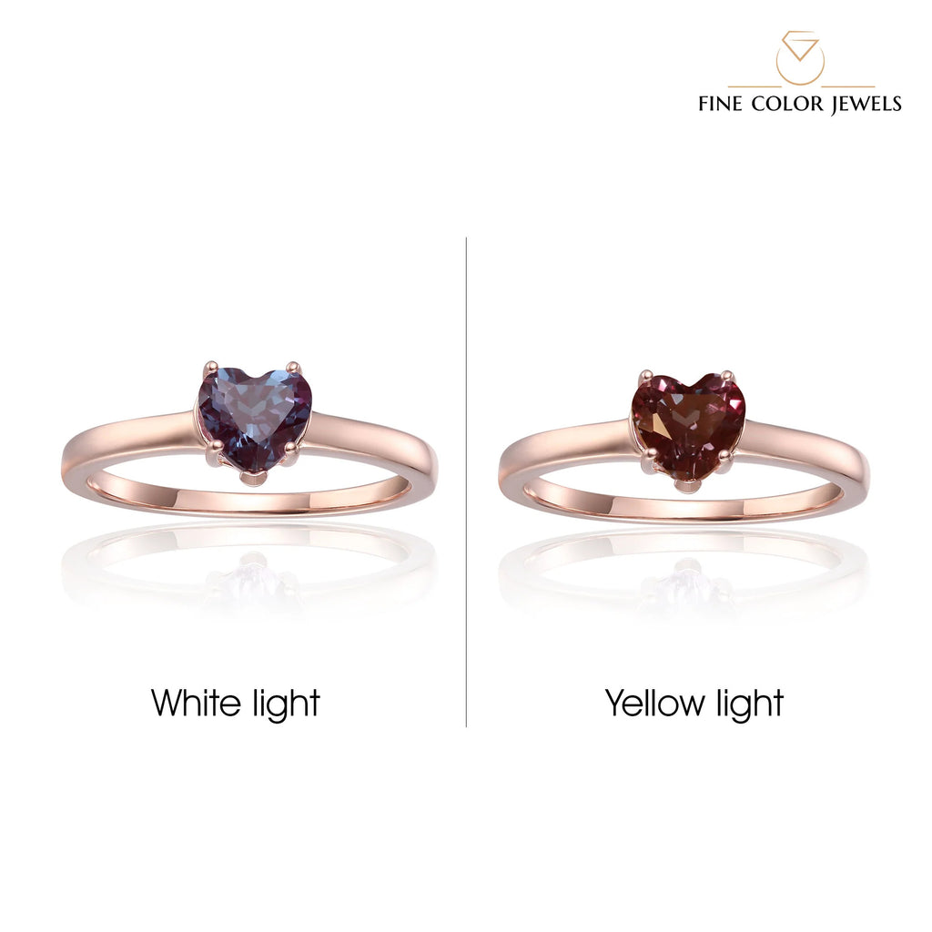 Rose Gold Plated Sterling Silver Alexandrite Solitaire Engagement Ring D4629
