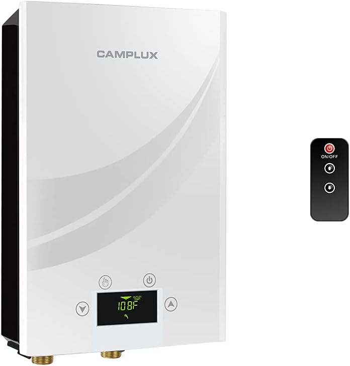 27kW 240V Electric Tankless Water Heater with Digital Display and Remote Control Black Q7997