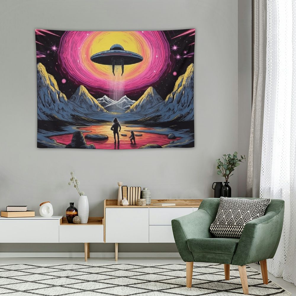 UFO Astronaut Galaxy Space Wall Art Tapestry W8182