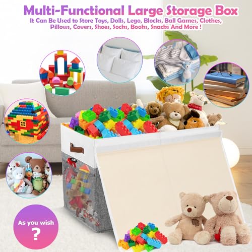 Extra Large Collapsible Toy Storage Box with Lid and Divider C231123