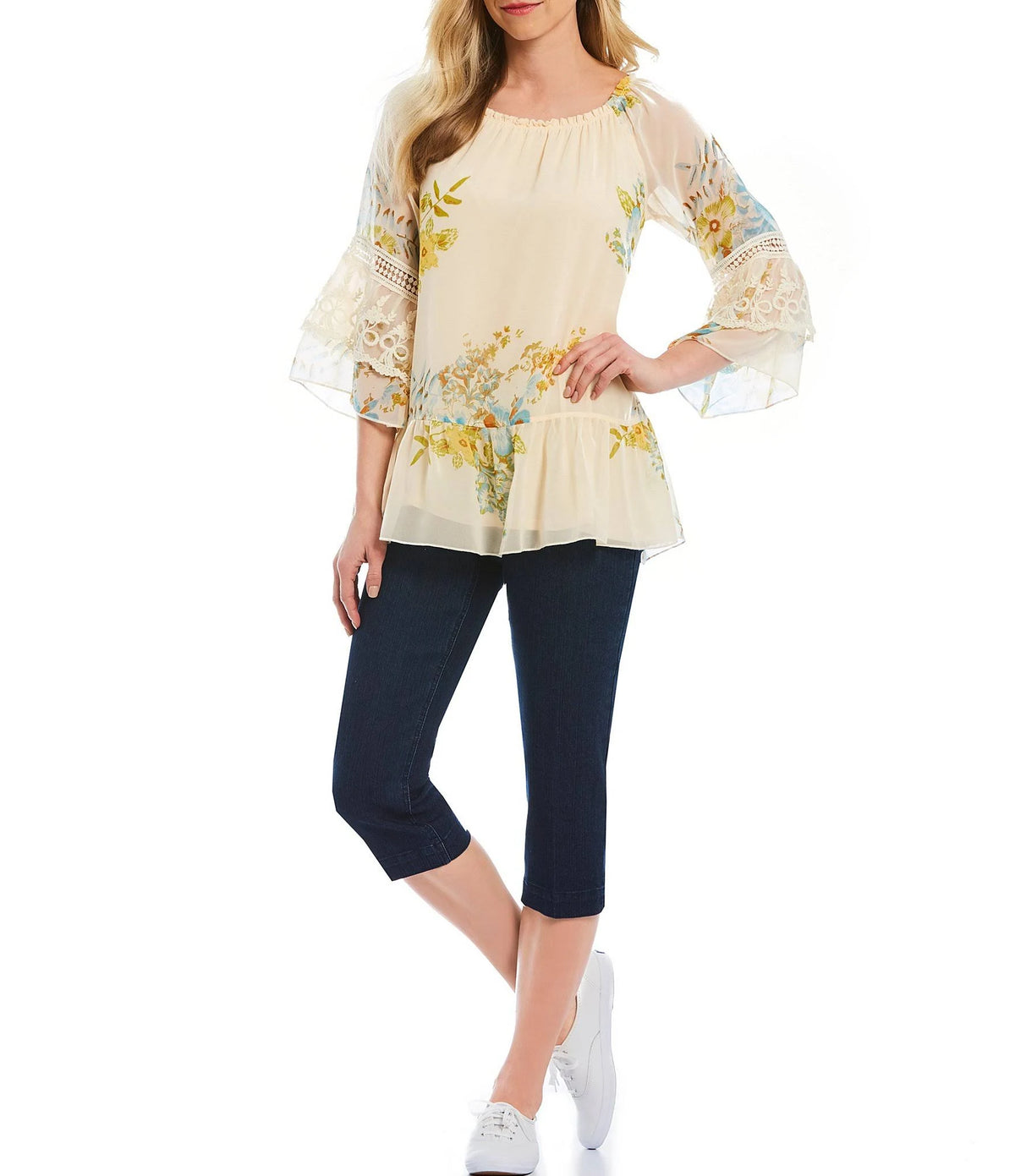 Denim Pull-On Capri Pants Z447433
