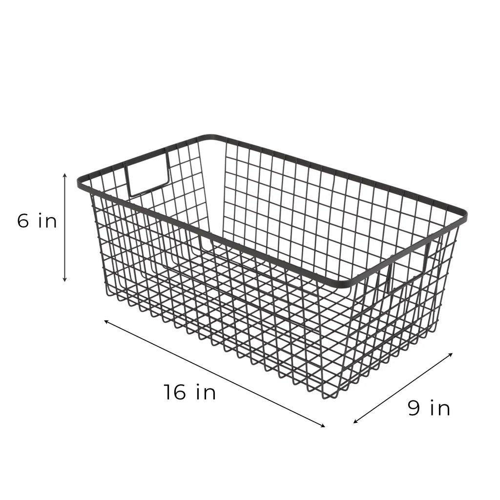 Black Set of 4 Nestable Basket Organizer with Handles V6746