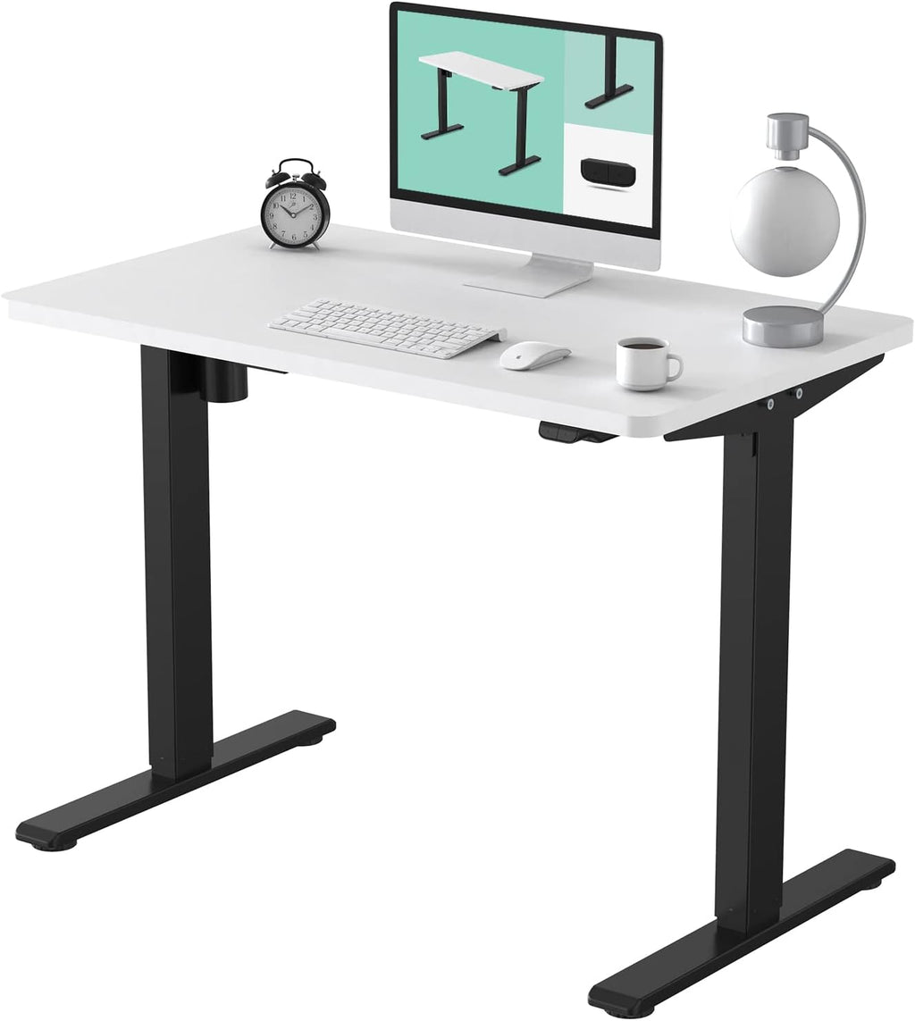 55 x 28 Inches Electric Stand Up Desk with White Top K42618