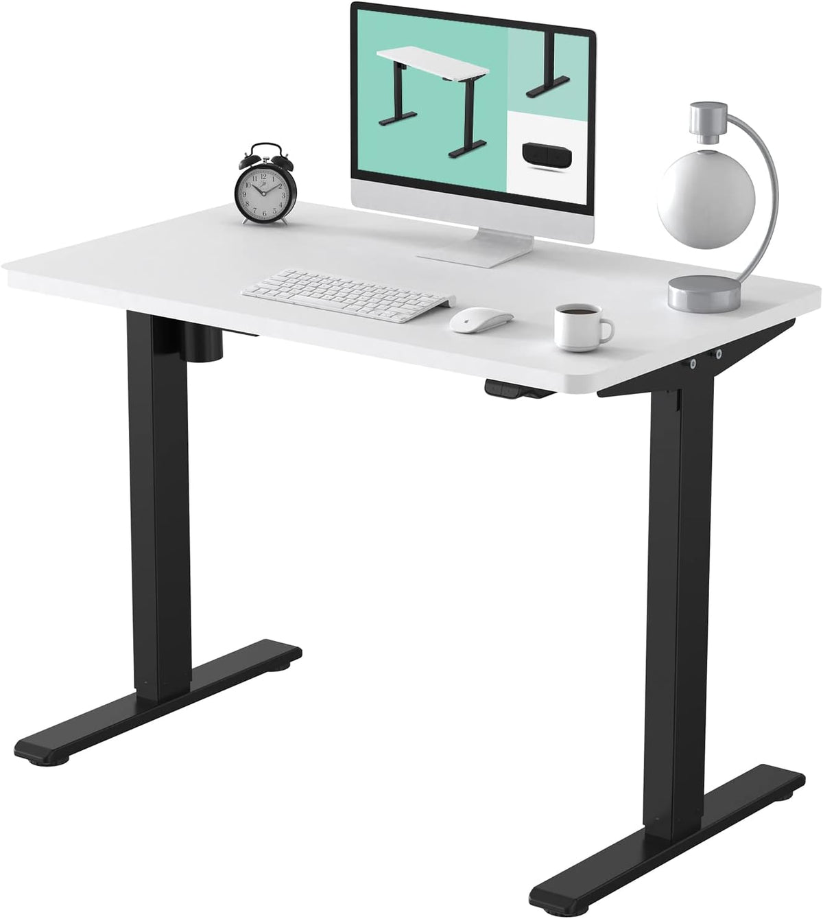 55 x 28 Inches Electric Stand Up Desk with White Top K42618