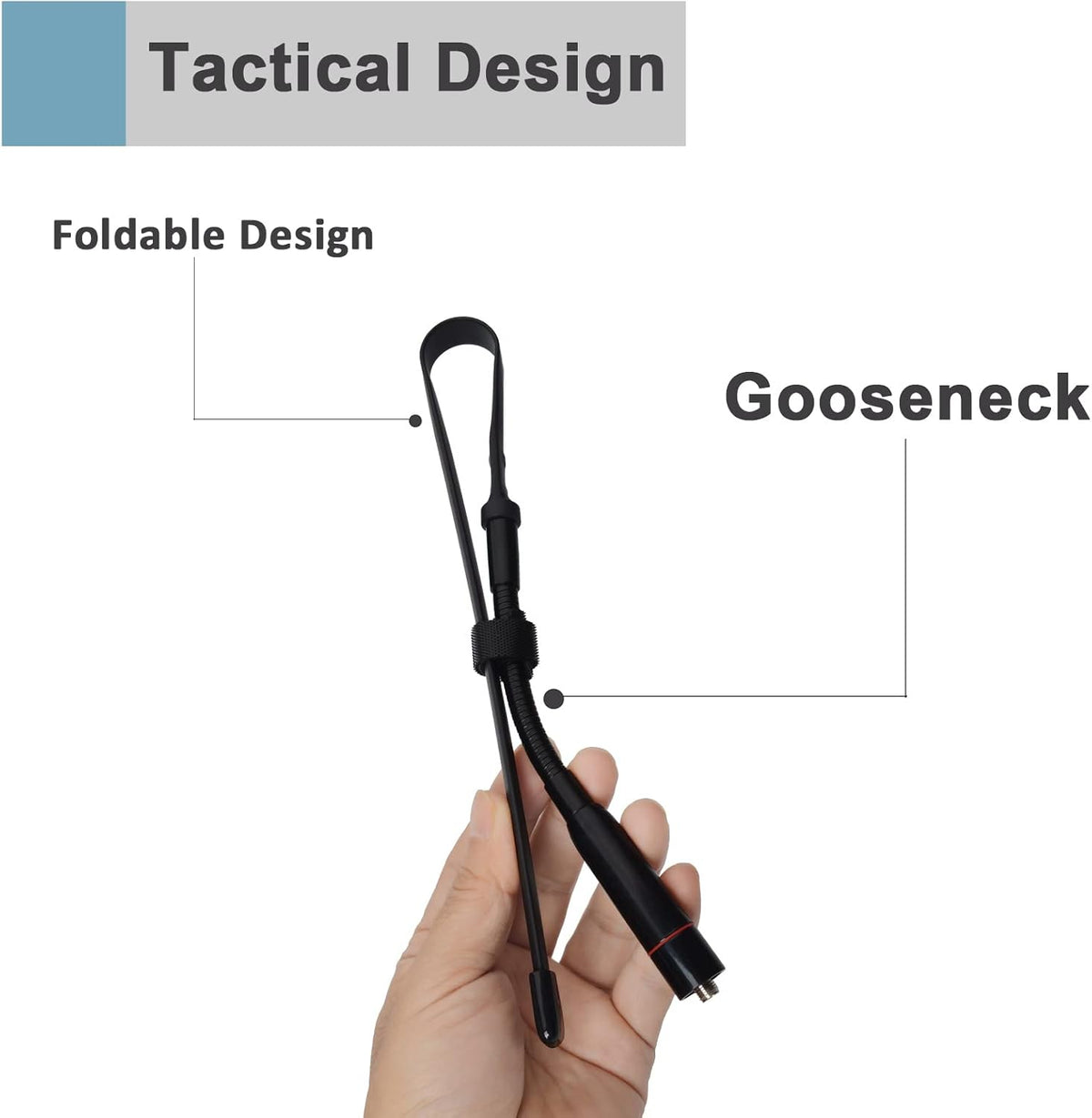 Tactical Foldable Whip Antenna, SMA-Female, VHF UHF 144/430Mhz, Gooseneck Antenna R737460