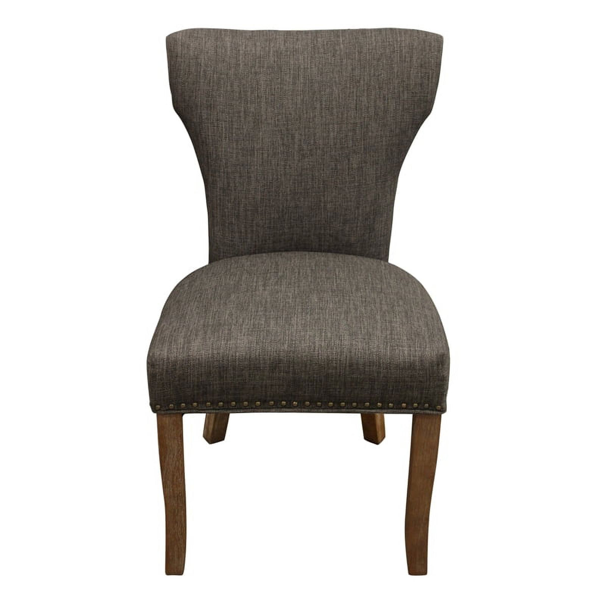 22" Mid-Century Linen Fabric Solid Wood Side Chair in Dark Gray Set of 2 B272