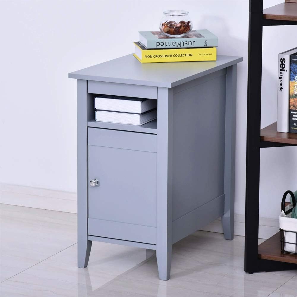 Grey End Table Cabinet Pack of 2 J9712