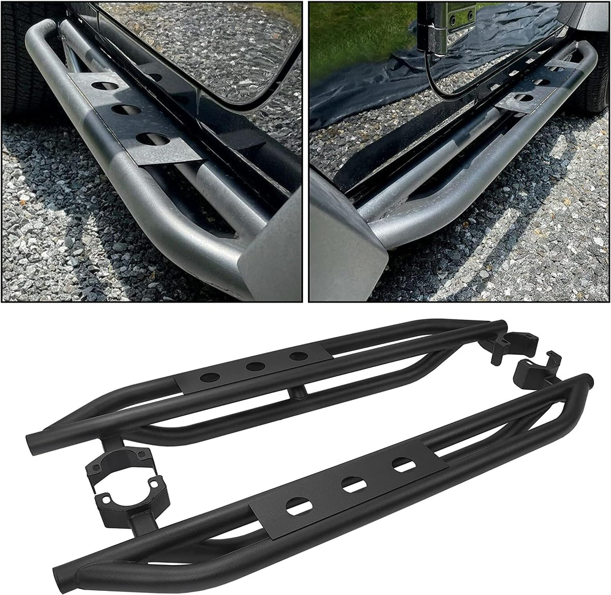 Black Steel Running Board Step Rails Z260154
