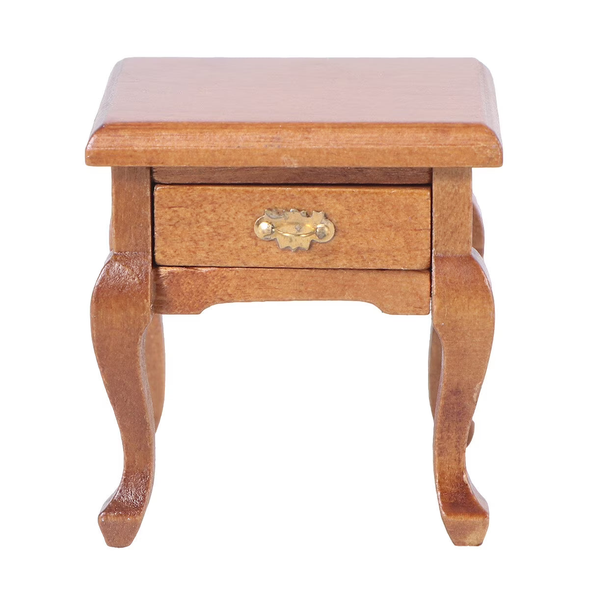 1:12 Walnut Color Wooden Bedside Table Miniature Furniture F2612