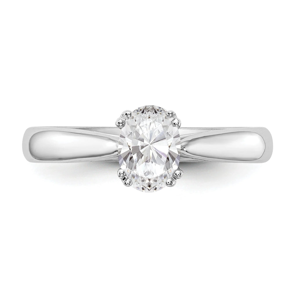 0.50ct CZ Solid 14K White Gold Oval Solitaire Engagement Ring I48802