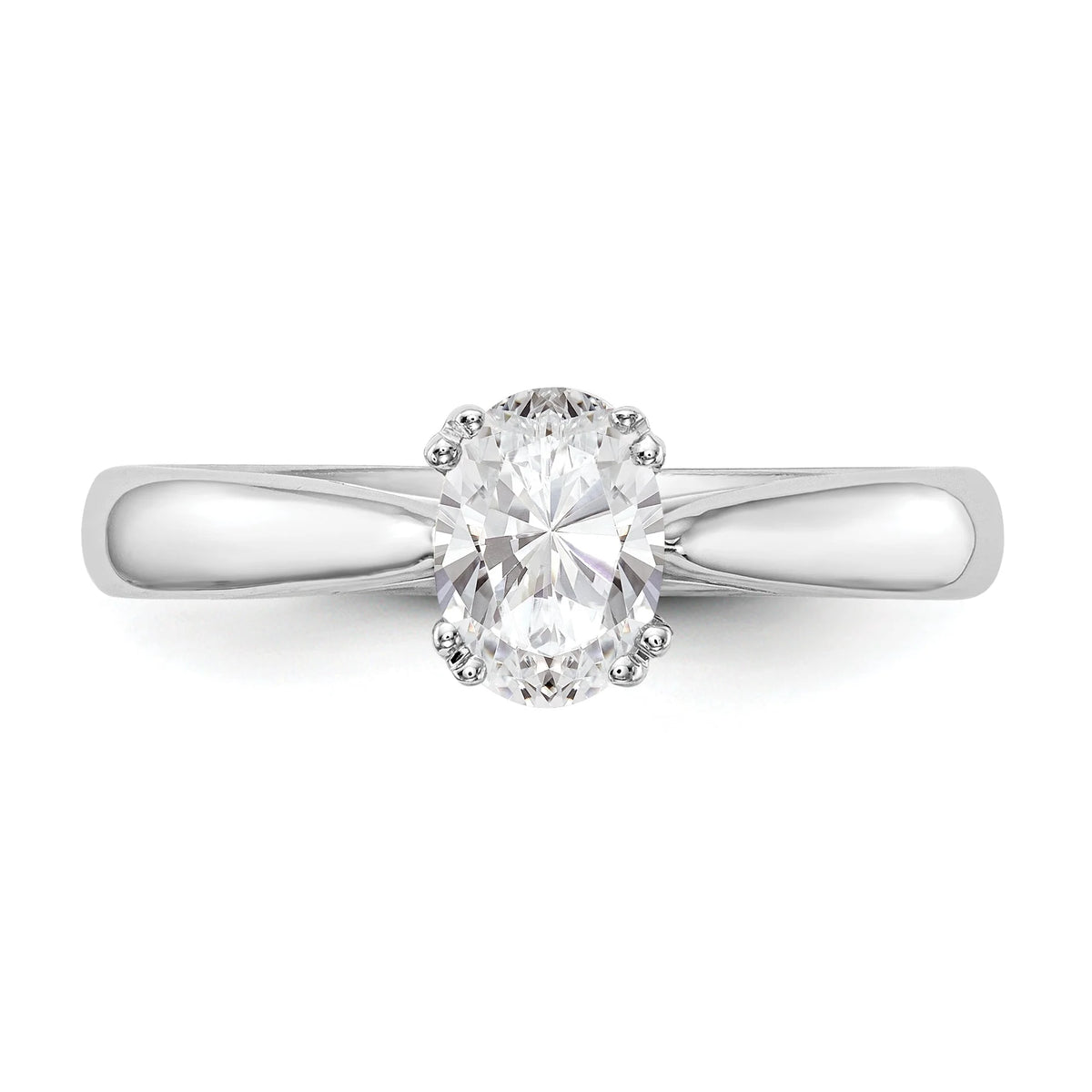 0.50ct CZ Solid 14K White Gold Oval Solitaire Engagement Ring I48802