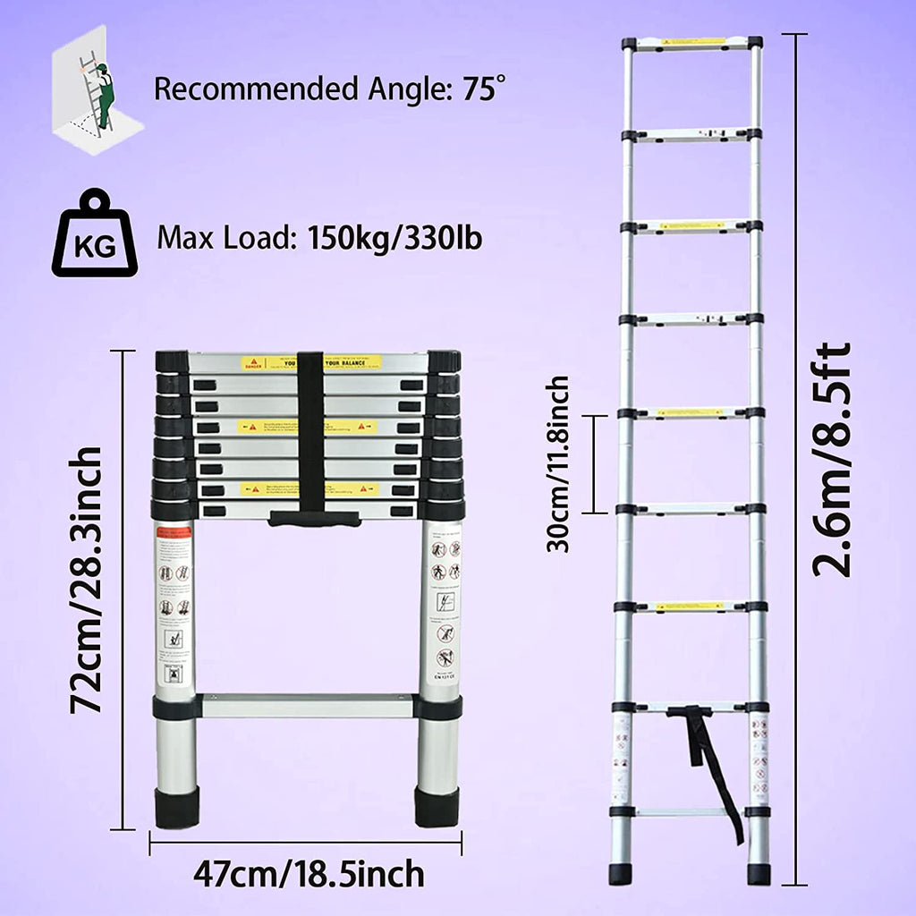 Aluminum Telescoping Ladder 8.5FT Extension Ladder G28620