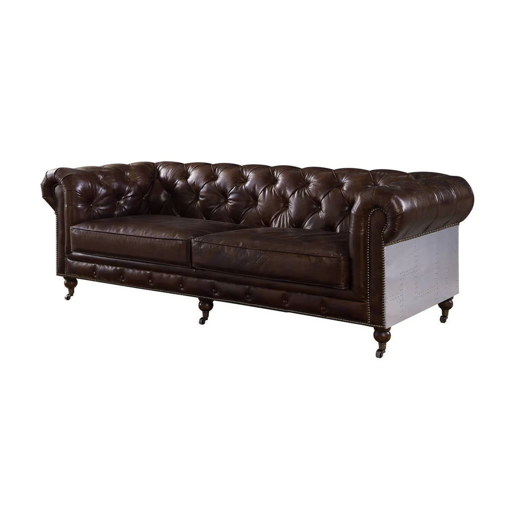 Top Grain Leather Tufted Sofa J325