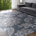5' x 7' Gray and Cream Polypropylene Indoor Area Rug B4443