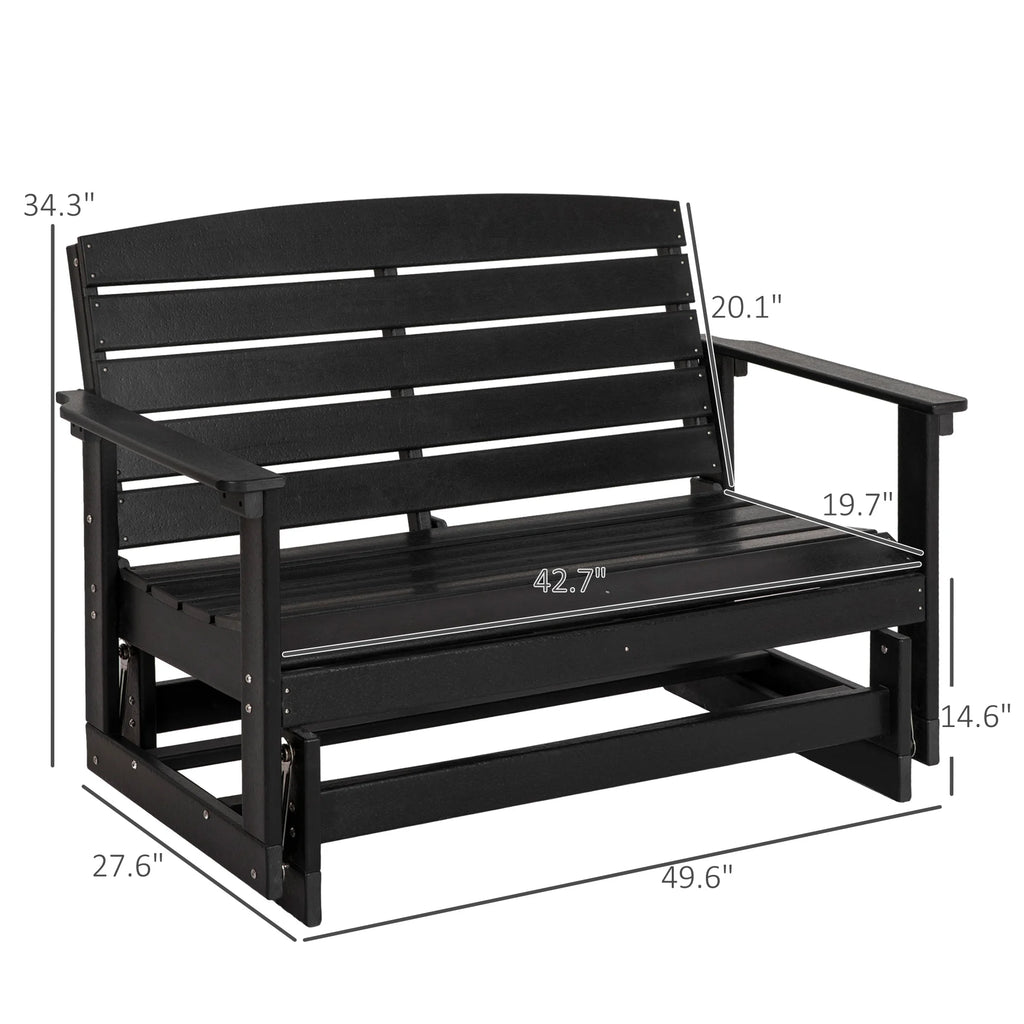 Black HDPE Double Patio Glider Bench U8409