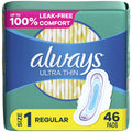 Ultra Thin Daytime Pads with Wings, Size 1, Regular, Unscented, 46 Ct R3518