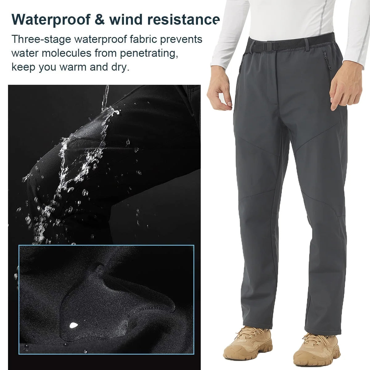Waterproof Fleece Lined Softshell Ski Pants J732974