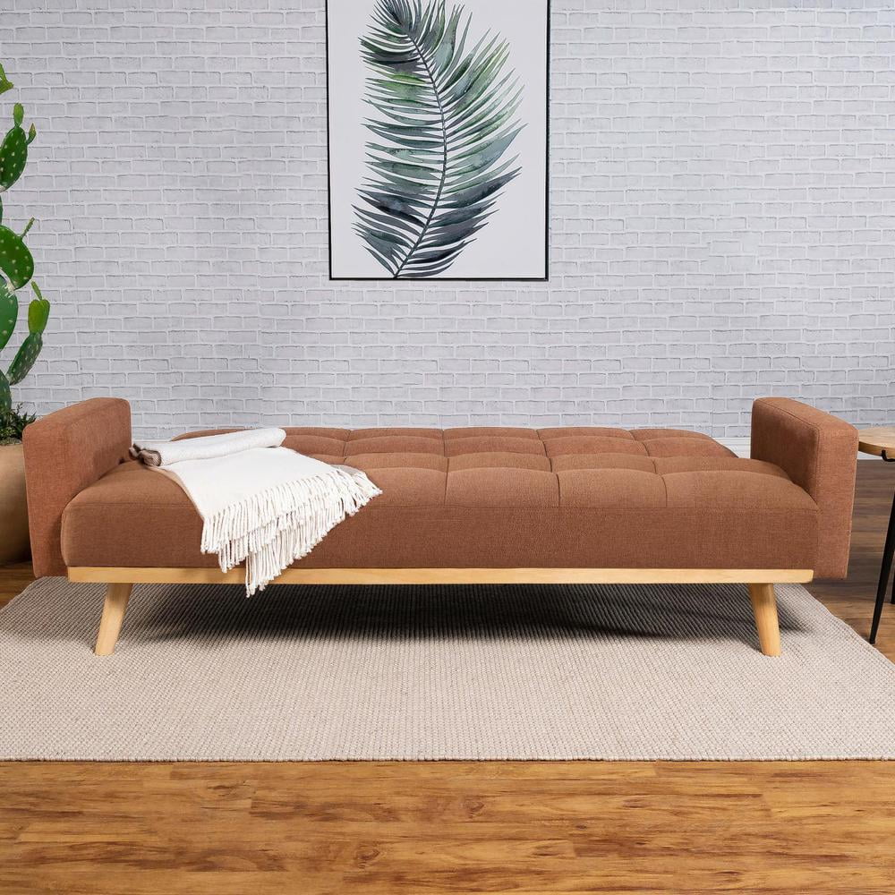 Terracotta Fabric Upholstered Convertible Sofa Bed O228