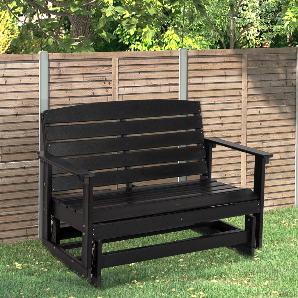 Black HDPE Double Patio Glider Bench U8409