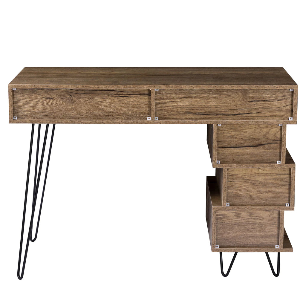 Brown Writing Study Desk with Lattice and V-Shaped Iron Leg R529