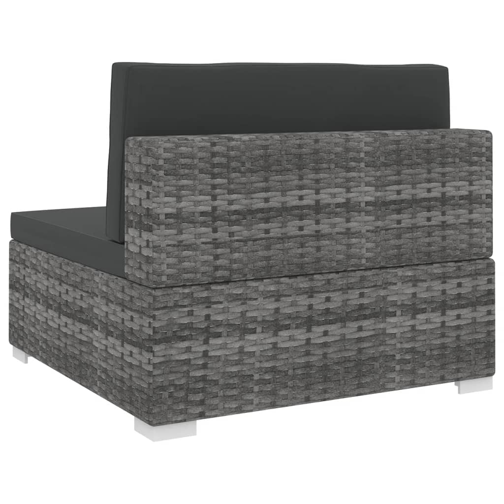 Gray Poly Rattan Sectional Middle Seat with Cushions F9756