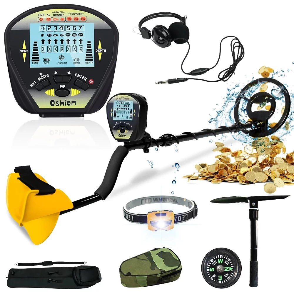 Lightweight Waterproof Metal Detector Set with 10'' Coil, Backpack, Shovel & Headphone, Adjustable 33''-52'' L814978